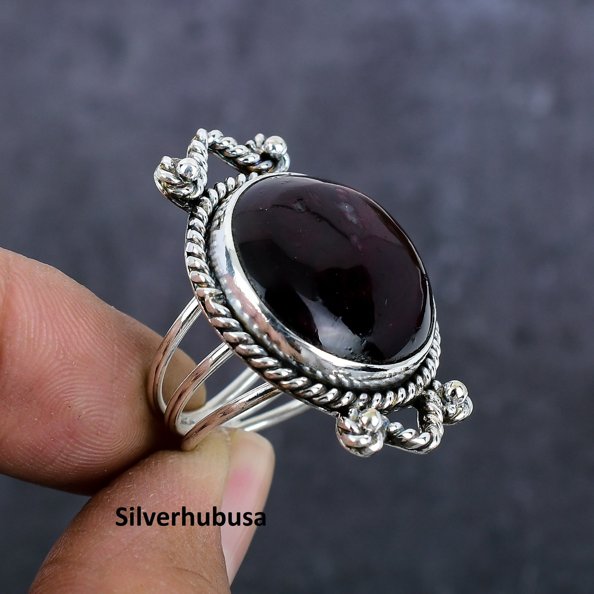 Red Fire Labradorite Handmade Ring: 925 Sterling Silver Statement