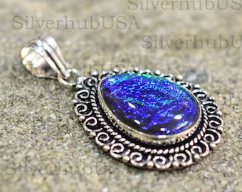 Australian Opal Pendant Necklace | Handmade 925 Sterling Silver Jewelry | Gift for Her