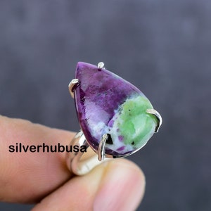 Handmade Ruby Fuchsite Ring: 925 Sterling Silver Statement Jewelry