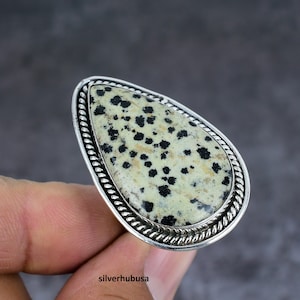 Natural Dalmatian Jasper Ring 925 Sterling Silver Ring Handcrafted Ring Jewelry Statement Jewelry Gemstone Ring Mother&#39;s Day Gift for Love