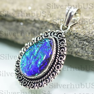 Australian Triplet Opal Pendant: 925 Sterling Silver Necklace