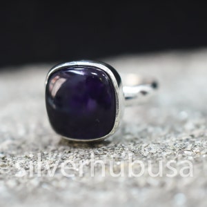 Amethyst Real Gemstone Handmade 925 Sterling Silver Ring, Silver Gemstone Ring, Amethyst Ring For Women, For Halloween Gifts