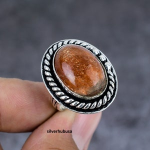 Handmade Sunstone Ring: 925 Sterling Silver Statement Jewelry