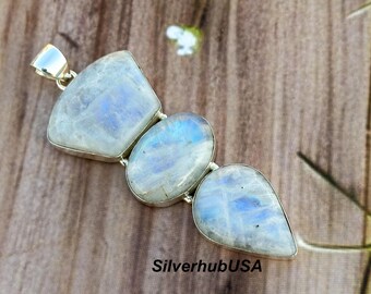 Moonstone Handmade Necklace: 925 Sterling Silver Pendant