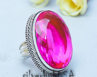 Pink Tourmaline 925 Sterling Silver Handmade Ring: Oval Shape Gemstone Jewelry