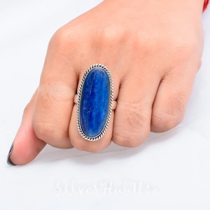 Kyanite Gemstone Ring Natural Stone Jewelry Handmade Adjustable Ring For Women Boho Chic Jewelry Elegant Minimalist Statement Women Ring