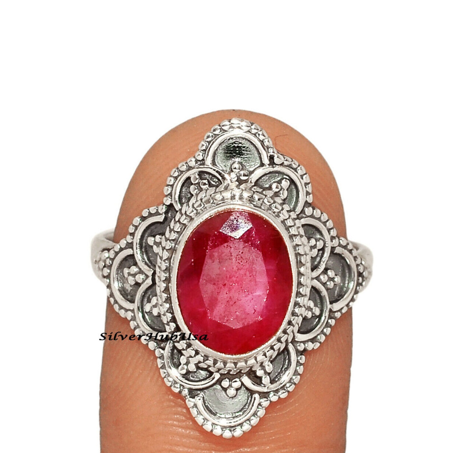 Ruby Ring 925 Sterling Silver Ring Natural Stone Ring - Etsy