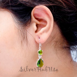Peridot Topaz Earrings • Natural Gemstone Earrings • Handmade Jewelry Gift • Dangle Earrings for Women • August Birthstone Earrings