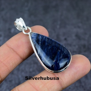 Blue Sodalite Pendant: 925 Sterling Silver Gemstone Necklace