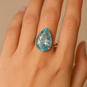 Handmade Sterling Silver Blue Topaz Gemstone Ring