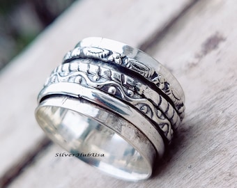 Sterling Silver Spinner Ring - Wide Band, Handmade Jewelry - Etsy