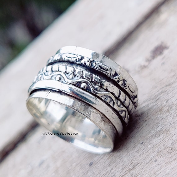 Sterling Silver Spinner Ring - Wide Band, Handmade Jewelry - Etsy