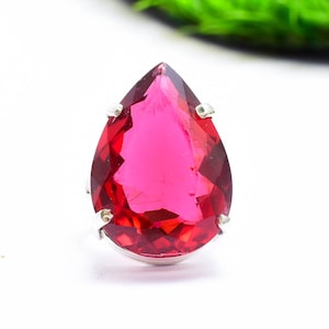Pink Tourmaline Ring, Sterling Silver Tourmaline Jewelry, Natural Gemstone Ring, Healing Crystal Jewelry, Handmade Boho Ring Gift