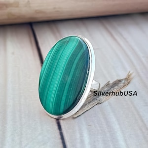 Malachite Statement Ring: Handmade Sterling Silver Boho Jewelry