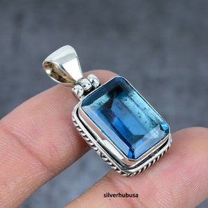 Blue Topaz Pendant: Sterling Silver December Birthstone Necklace
