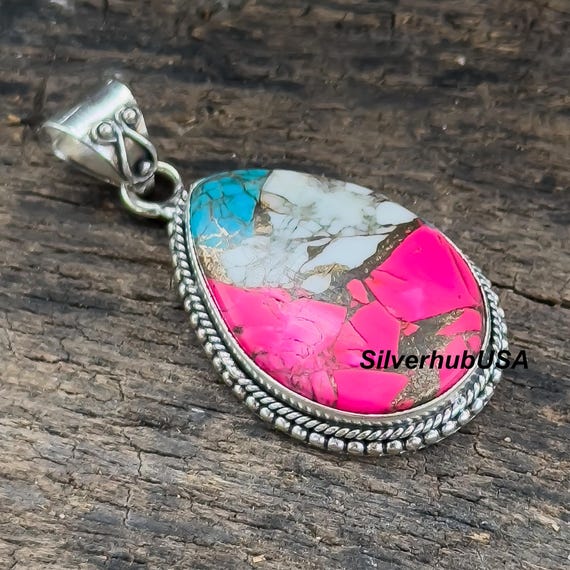 Handmade Sterling Silver Cotton Candy Dahlia Pendant  display picture 1