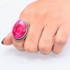 Kashmiri Ruby Ring Natural Gemstone Jewelry Handmade Red Stone Ring Adjustable Ring For Women Unique Statement Gift For Her New Year Gifts