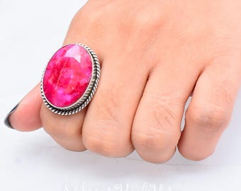 Kashmiri Ruby Ring Natural Gemstone Jewelry Handmade Red Stone Ring Adjustable Ring For Women Unique Statement Gift For Her New Year Gifts