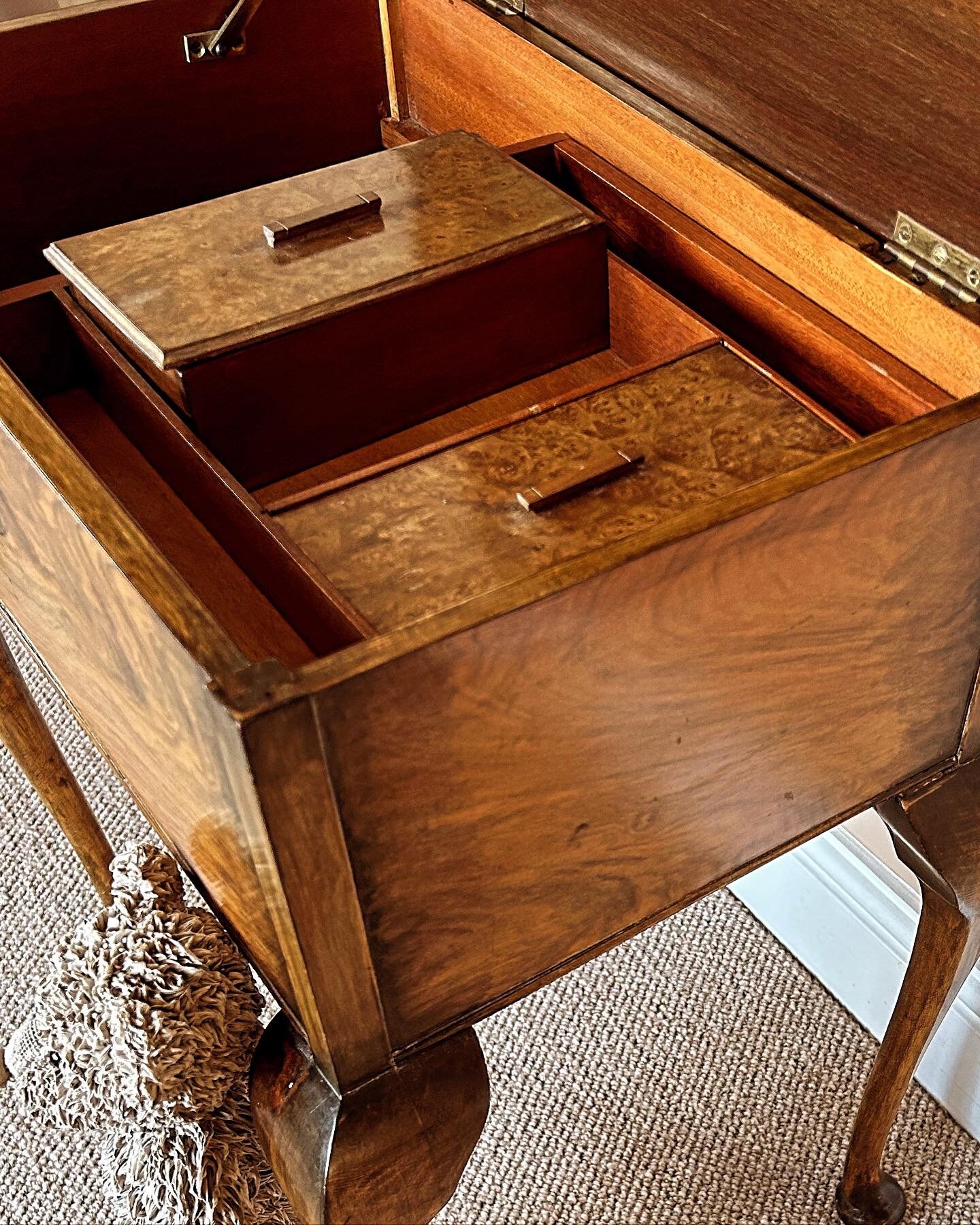 Antique Walnut Sewing Box Etsy UK
