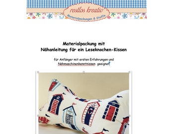 DIY sewing kit LESEKNOCHEN bathhouse, beach house, sewing maritime pillow, neck pillow, fabric package canvas fabric, maritime DIY kit, gift