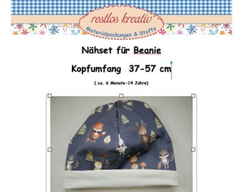 DIY Sewing Set Kids Beanie, Cap Forest Animals for KU 37-57 cm