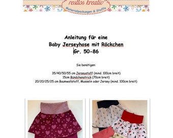 Sewing pattern with instructions for baby pants with skirt size. 50-86 sewing baby clothes, trousers for baby, baby skirt, pattern for girls clothes