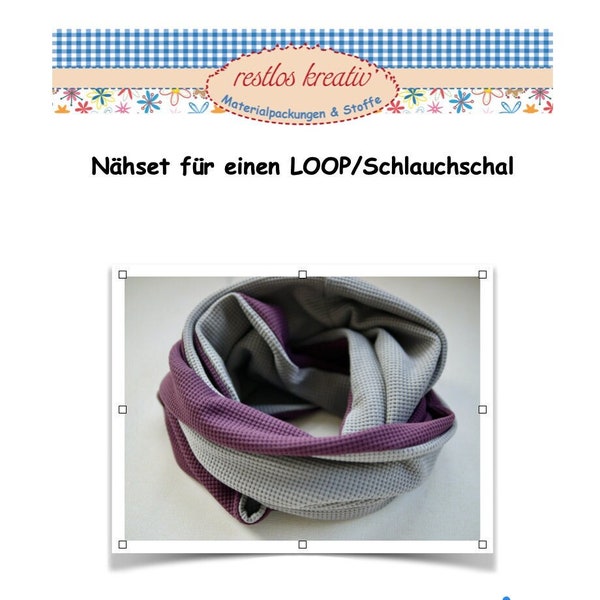 DIY Nähset für einen Loop Schal aus Waffelpiqué-Jersey, Stoffpaket Jersey, Nähpaket Loop, Schlauchschal, Geschenke nähen,