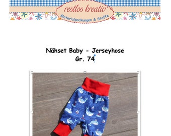 DIY sewing kit maritime baby trousers Jersey trousers WALE Gr. 56-92