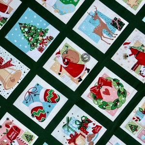 Makower Patchwork Fabric Panel Christmas Fabric Series Christmas Wishes, Picture Fabric, Cotton Fabric, Christmas, 40 Christmas Motifs