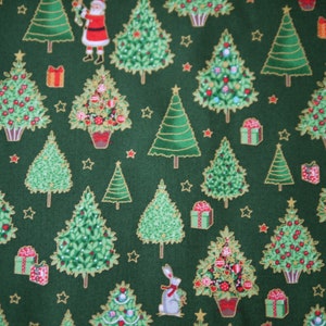 Makower patchwork fabric Merry Christmas Trees, Christmas fabric, Christmas, decorative fabric Christmas trees, gift packages, Santa Claus image 5