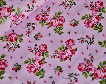 romantic cotton fabric ROSES pink-colorful, rose fabric, floral cotton fabric, dress fabric, pillow fabric