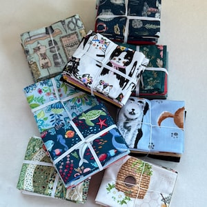 Pack de telas patchwork algodón – 4 x 25×55 cm motivos animales y flores – telas infantiles para coser, ideales para quilts y proyectos DIY