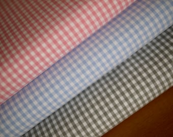 HILCO cotton fabric Vichy check 3 mm, various colors, cotton checkered, clothing fabric, decorative fabric, baby fabric, children's fabric