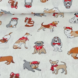 50 cm HILCO cotton fabric BILL, fabric cotton dog, fabric dogs, fabric dog lovers, fabric dachshund, dalmatian, pug, terrier etc., 160 cm