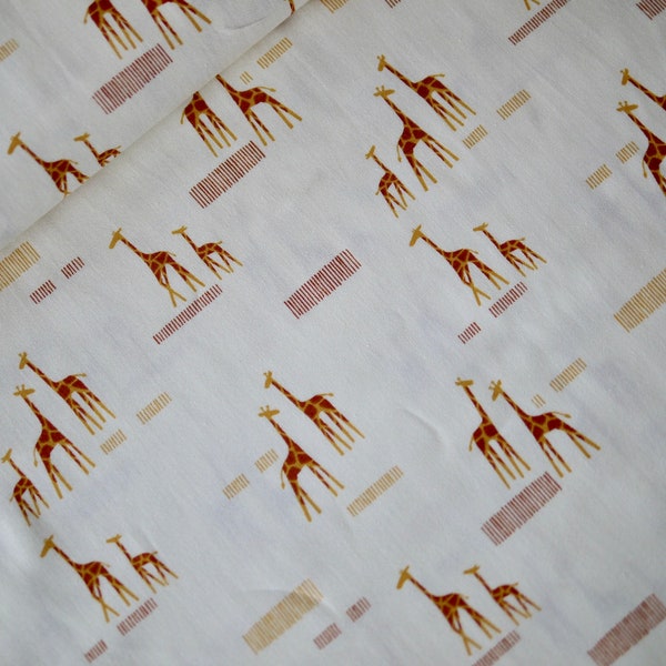 MODA patchwork fabric Safari Life, giraffes, cotton fabric Africa, fabric animals, fabric African, fabric cotton cream white-ochre