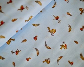 Clothworks patchwork fabric series Guess How Much I Love You, combination fabric birds, cotton fabric winter, autumn fabric, robins, bullfinches, feathers