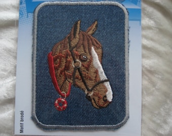 PRYM iron-on applique HORSES, patch horse head, rectangular, 9.5 cm x 7 cm, embroidery image horse on jeans