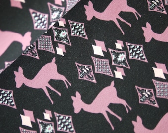 Jersey Women OH DEER! Deer black-rosé, women's clothing fabric, T-shirt fabric, clothing fabric ornaments, forest animals