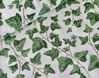 50 cm HILCO Canvas, cotton fabric, Spring feeling, IVY, ivy leaves, leaf tendrils, 140 cm wide, cotton blend, Ökotex Standard