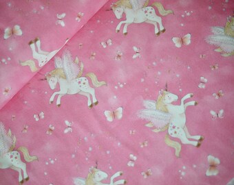 HILCO Jersey CUTE PRINESS Einhorn und Schmetterlinge, Kinderstoff rosa bunt, Kleiderstoff Mädchen, T Shirt Stoff