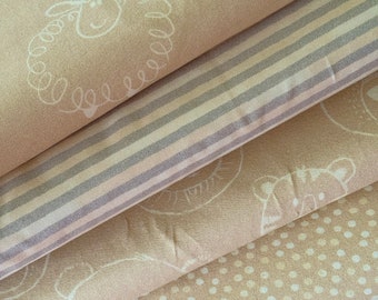 Fabric package HILCO Jersey Baby Sheep, sheep, animal heads, stripes and jersey fabric dots beige, fabric combination, children's fabric, jersey fabric