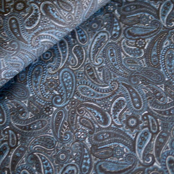 Robert Kaufman / SEVENBERRY Patchworkstoff Paisley dunkelblau-blau, Baumwollstoff, Taschenstoff, Kissenstoff, Dekostoff