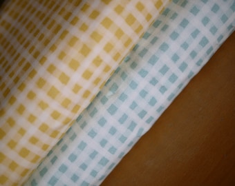 HILCO cotton jersey, watercolor vichy, checked mint or yellow, checked jersey, t-shirt fabric, combination fabric, dress fabric for children, women, men