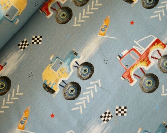 Hilco sweat fabric MONSTER TRUCKS children's fabric, clothing fabric car, car fabric