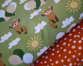 HILCO fabric package jersey little red panda and HILCO dotted jersey red brown, t-shirt fabric, jersey fabric children, children's fabric panda