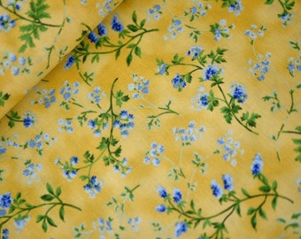MODA patchwork fabric SUMMER BREEZE blue flowers, decorative fabric, cotton fabric floral, yellow blue,