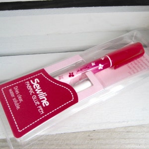 SEWLINE 布のりペン、布のりペン、水溶性、布やリボンを固定するための交換カートリッジ付き、裁縫補助具、スティックのり
