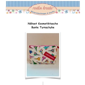 DIY Nähset für eine kleine Tasche, Kosmetiktasche, Organzier, Stoffpaket, Tasche selbst nähen, Nähpaket mit Aufnäher, Anleitung, Schnitt