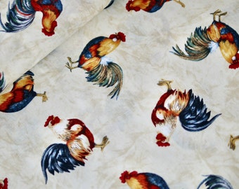 Wilmington patchwork fabric series Garden Gate, proud roosters, rooster, chickens, poultry, rooster