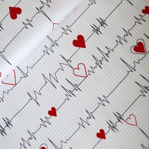 Windham patchwork fabric Calling all Nurses EKG, cotton fabric doctor nurse medical assistant white, heart heart currents, fabric doctor paramedic